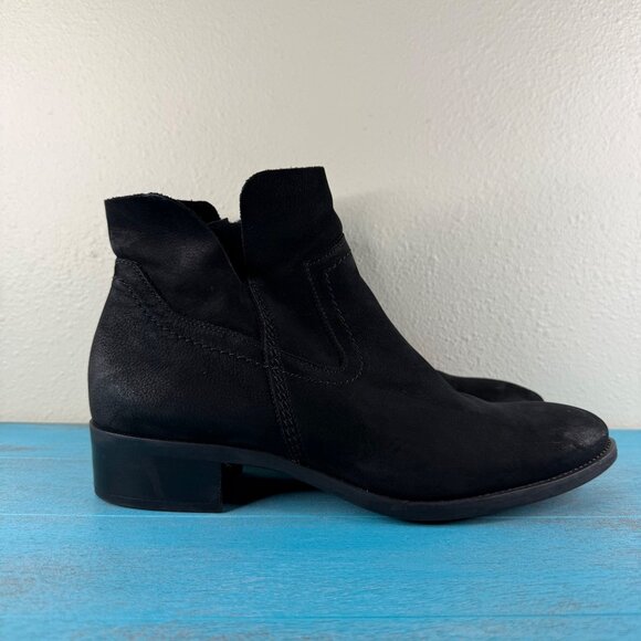 Paul Green Black Suede Heeled Side Zip Booties Sz 6 - US 8.5 - Picture 1 of 9